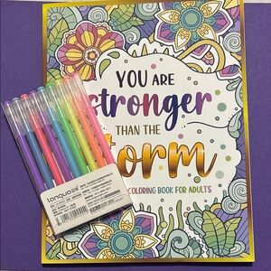 Colorful Adult Coloring Book with Gel Pens